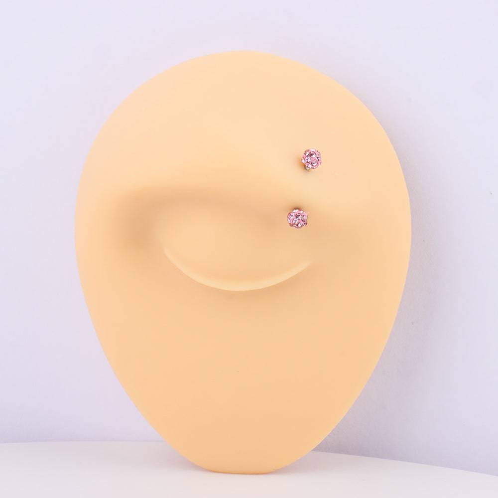 Charm Ball Curved Barbell - Stainless Steel - Rook, Eyebrow, Vertical Labret - Oumo Jewelry