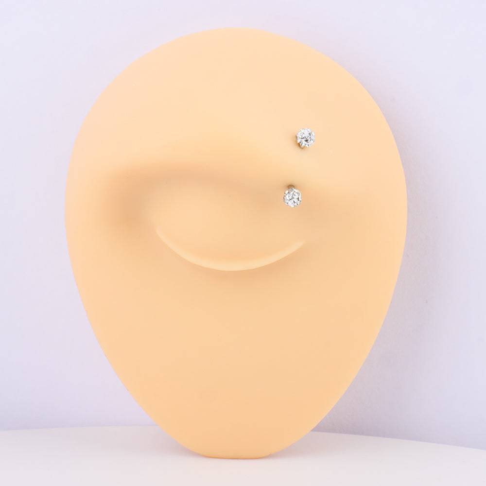 Charm Ball Curved Barbell - Stainless Steel - Rook, Eyebrow, Vertical Labret - Oumo Jewelry
