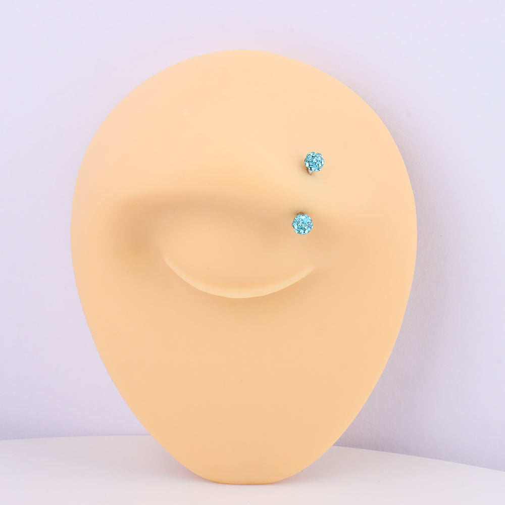 Charm Ball Curved Barbell - Stainless Steel - Rook, Eyebrow, Vertical Labret - Oumo Jewelry