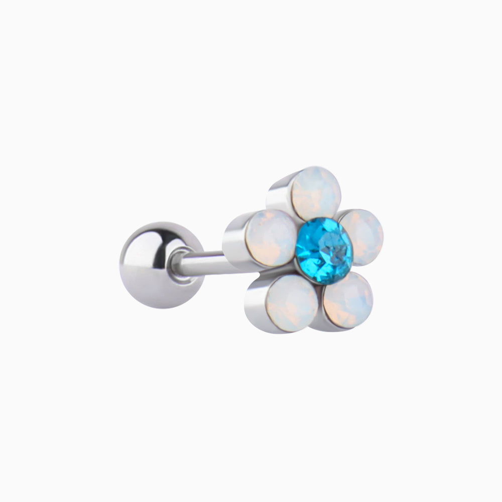Charming Opal Flower Stud - Stainless Steel - Upper Lobe, Helix - Oumo Jewelry