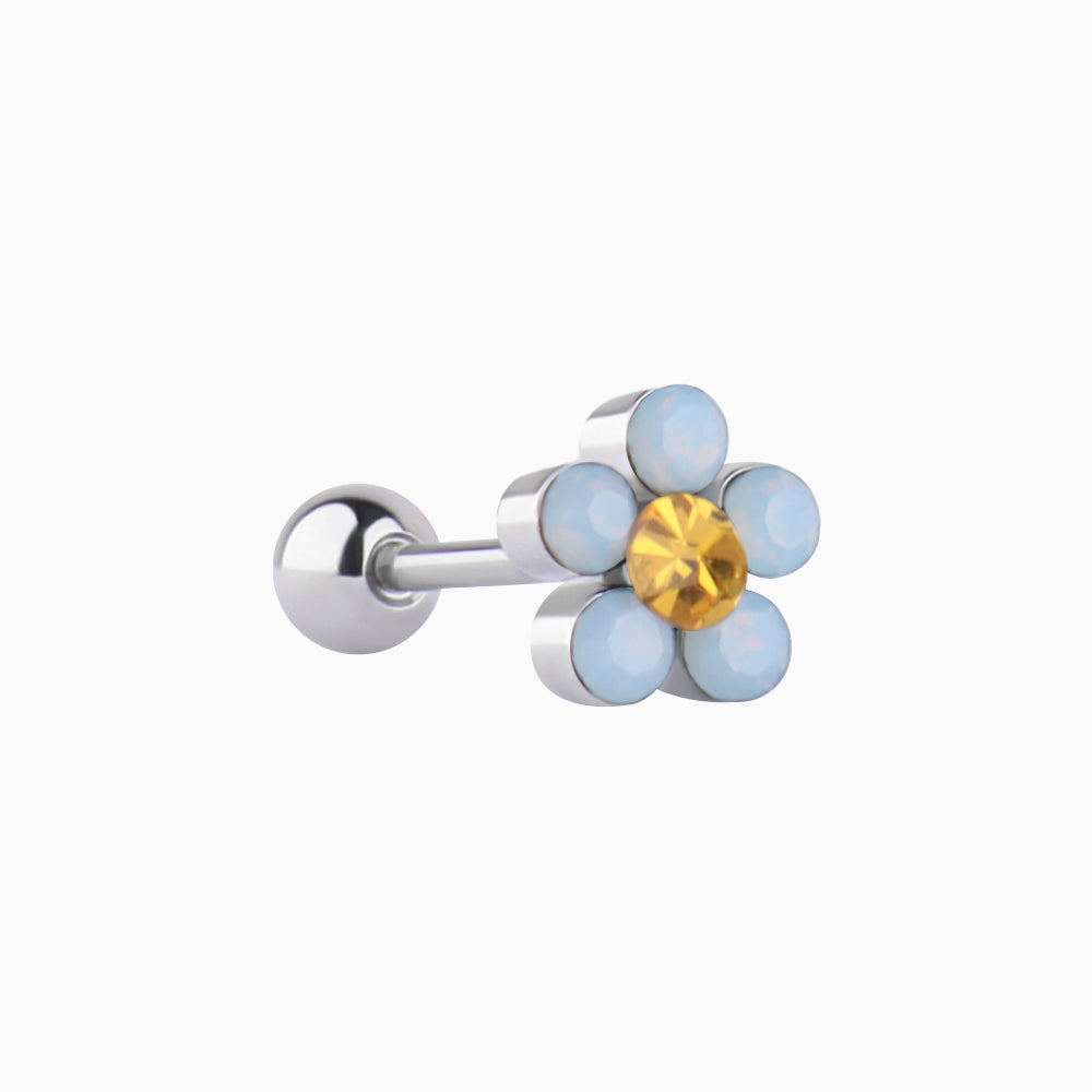 Charming Opal Flower Stud - Stainless Steel - Upper Lobe, Helix - Oumo Jewelry
