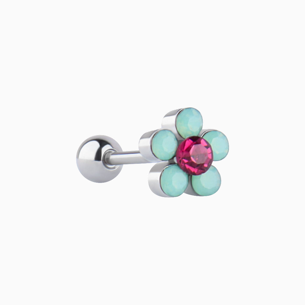 Charming Opal Flower Stud - Stainless Steel - Upper Lobe, Helix - Oumo Jewelry