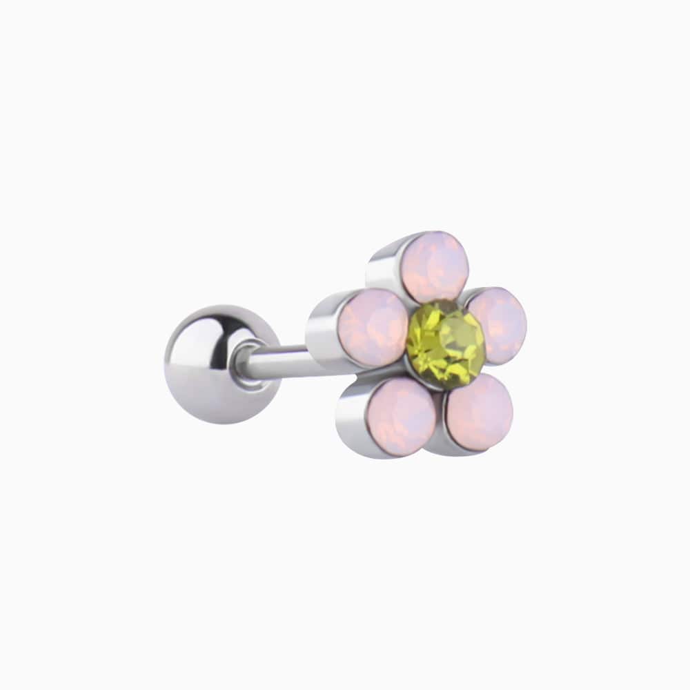 Charming Opal Flower Stud - Stainless Steel - Upper Lobe, Helix - Oumo Jewelry