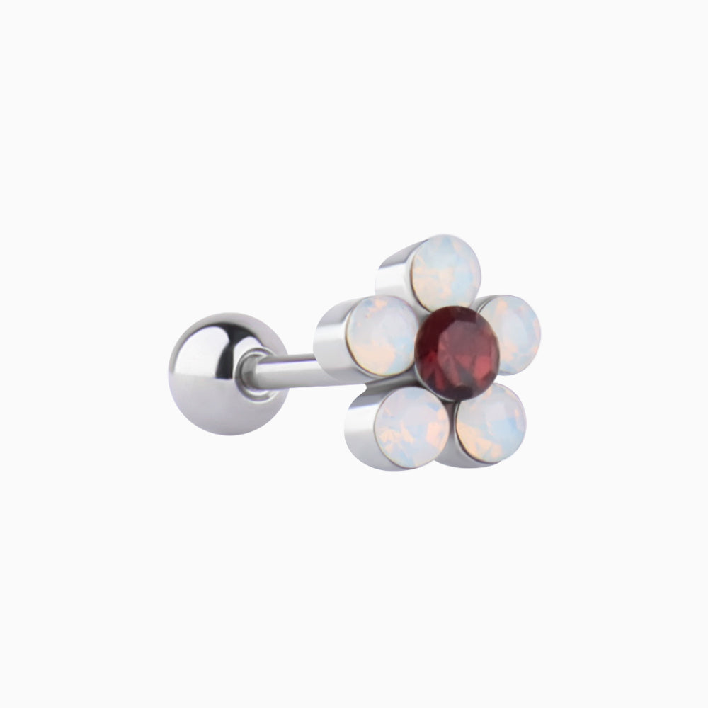 Charming Opal Flower Stud - Stainless Steel - Upper Lobe, Helix - Oumo Jewelry