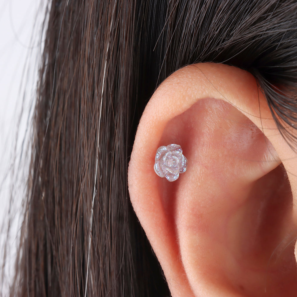 Sweet Flower Stud - Sterling Silver 925 - Upper Lobe, Helix, Flat - Oumo Jewelry