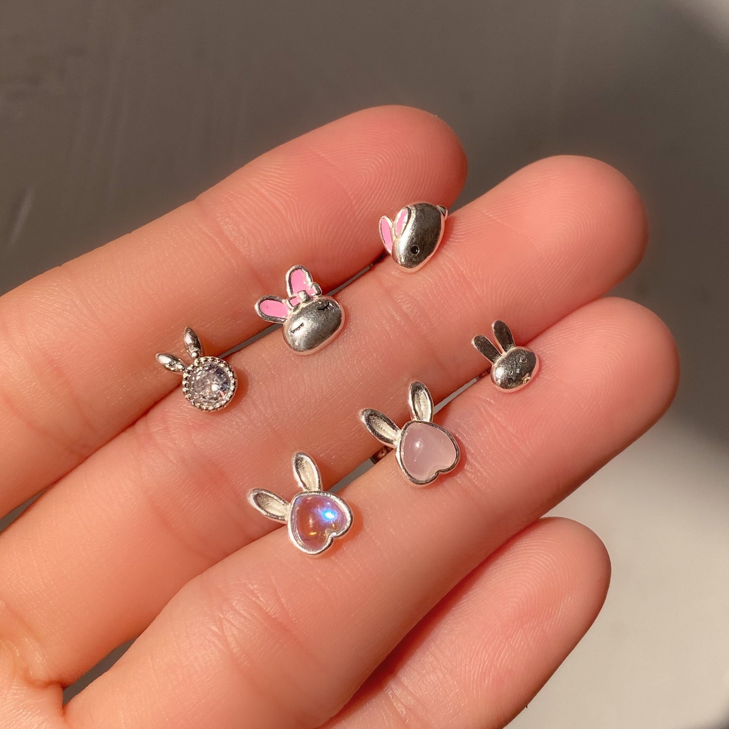 Sleepy Rabbit Stud - OhmoJewelry