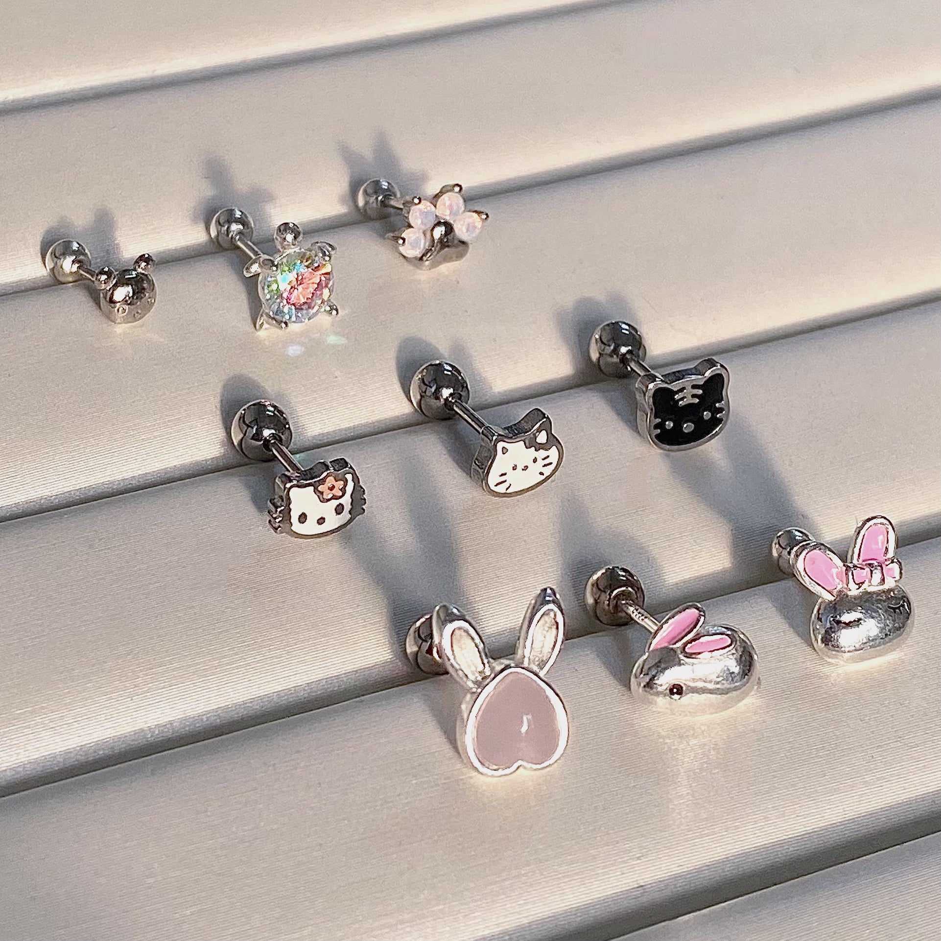 Sleepy Rabbit Stud - OhmoJewelry