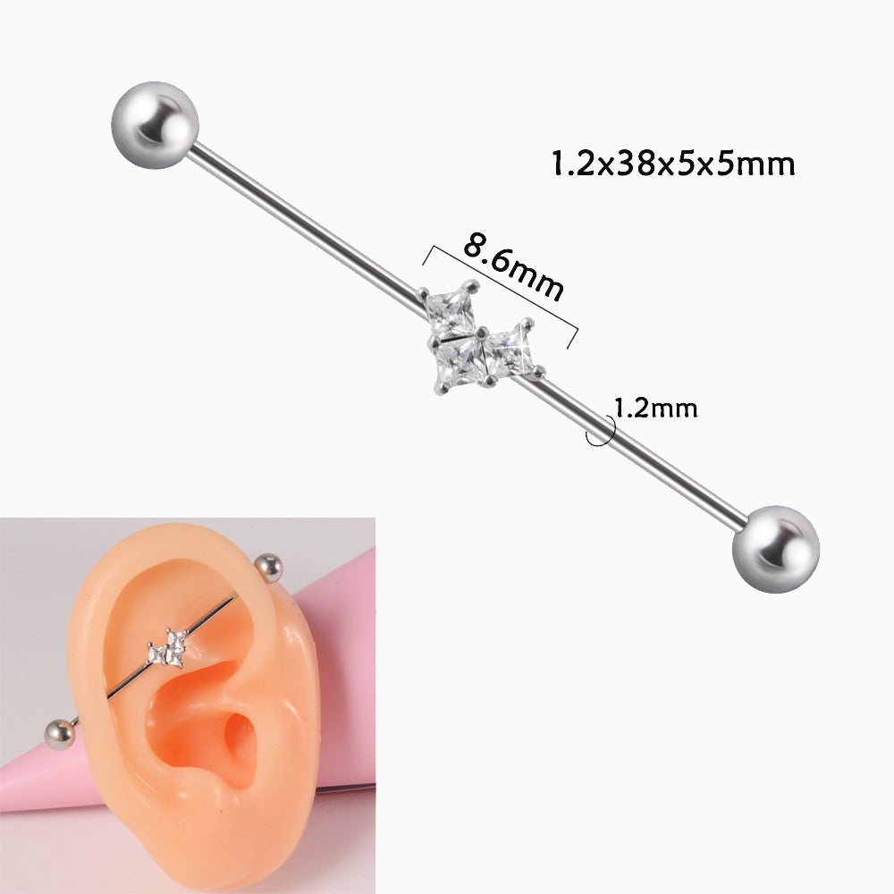 Sparkling Love Industrial Barbell - Stainless Steel - Industrial - Oumo Jewelry