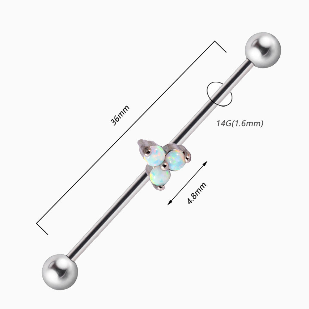 Titanium Opal Hazy Industrial Barbell - OhmoJewelry