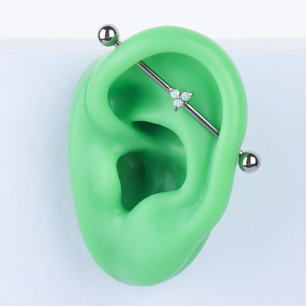 Titanium Opal Hazy Industrial Barbell - Titanium - Industrial - Oumo Jewelry