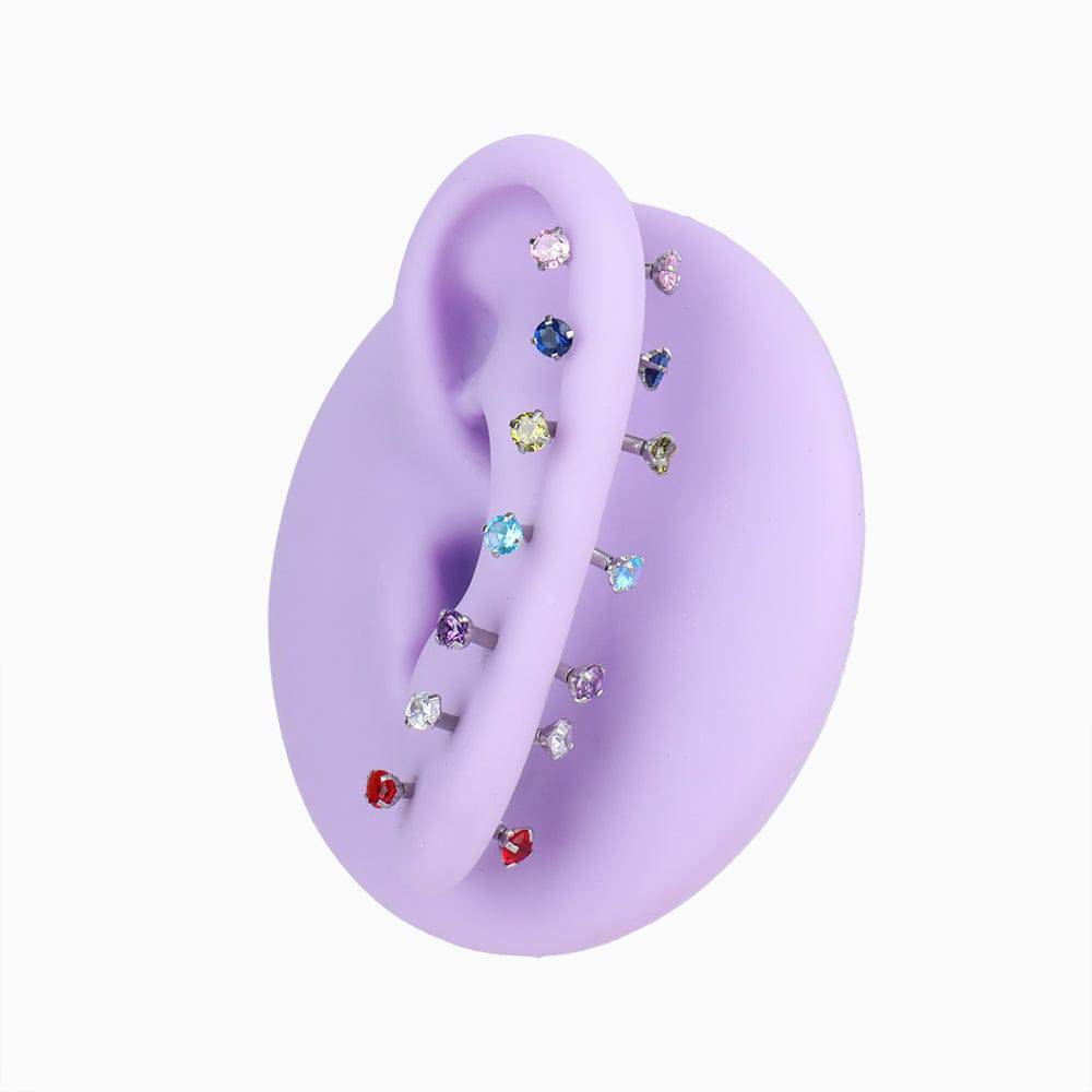Charm Gem Curved Barbell - Stainless Steel - Rook, Eyebrow, Vertical Labret - Oumo Jewelry