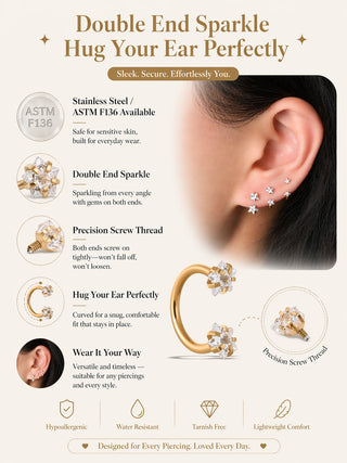 Stars Horseshoe Ring - OumoJewelry