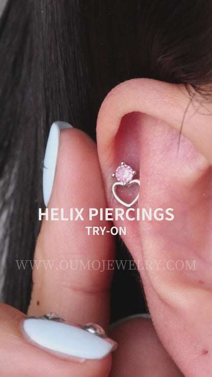 Charming Hollow Heart Stud