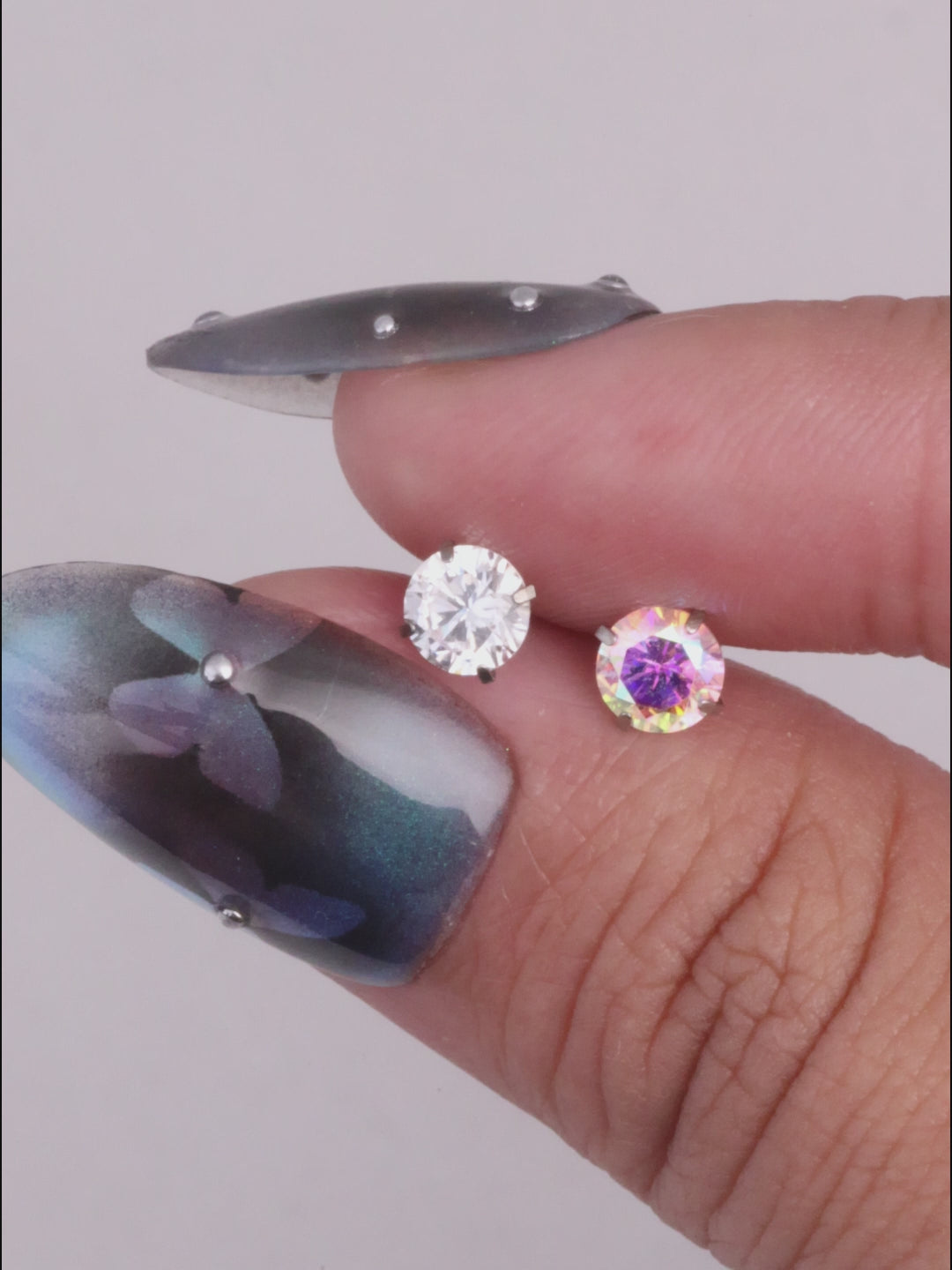 Titanium Sparkling Gemstone Stud