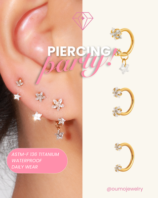 Starry Horseshoe Ring Set - OumoJewelry