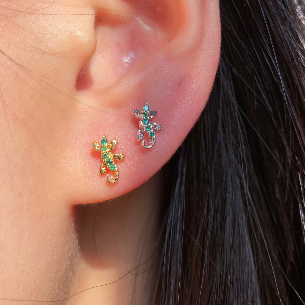 Cute Gecko Stud - Stainless Steel - Upper Lobe, Helix - Oumo Jewelry