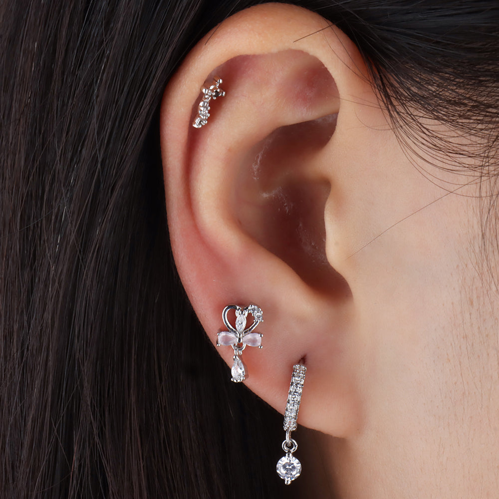 Gemstone Drop Earring - Brass - Upper Lobe, Lobe - Oumo Jewelry