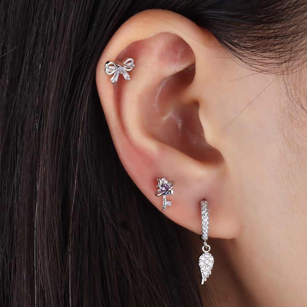 Dreamy Starry Sky Stud - Stainless Steel - Upper Lobe, Helix - Oumo Jewelry