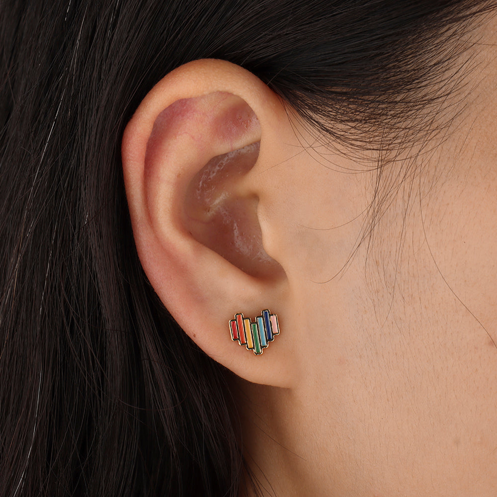 Rainbow Love Stud - OhmoJewelry