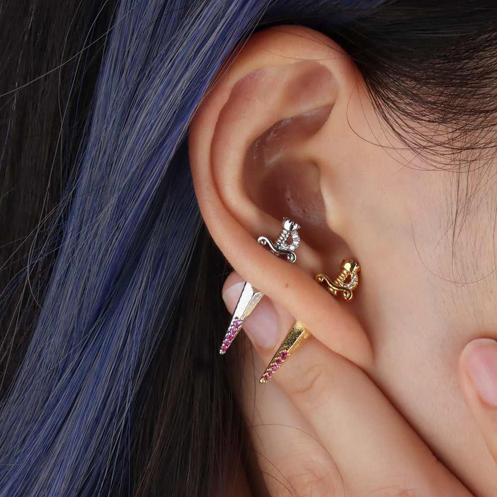 Power Sword Stud - Stainless Steel - Upper Lobe - Oumo Jewelry