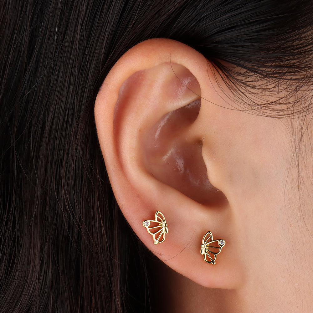 Glowing Butterfly Studs - Stainless Steel - Oumo Jewelry