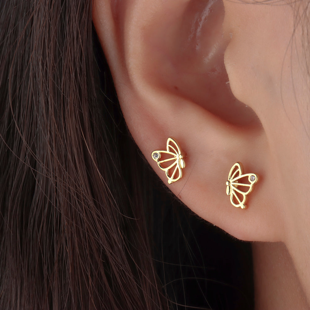 Glowing Butterfly Studs - Stainless Steel - Oumo Jewelry