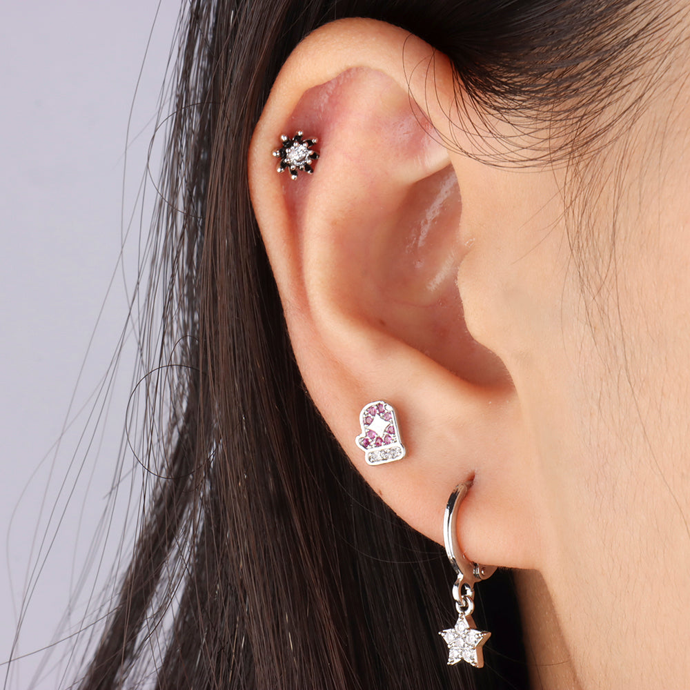 Sparkle Star Hoop - Brass - Lobe - Oumo Jewelry