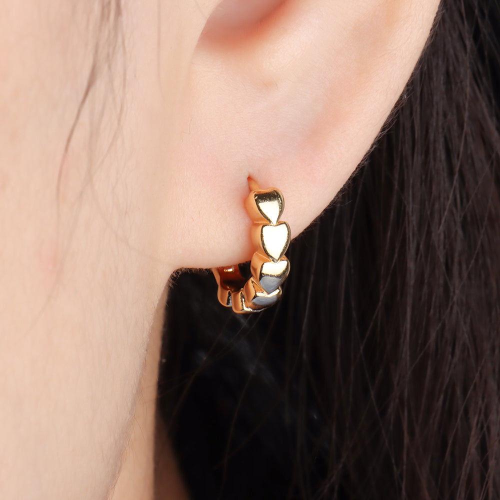 Heart to Heart Hoop Earring - Brass - Oumo Jewelry