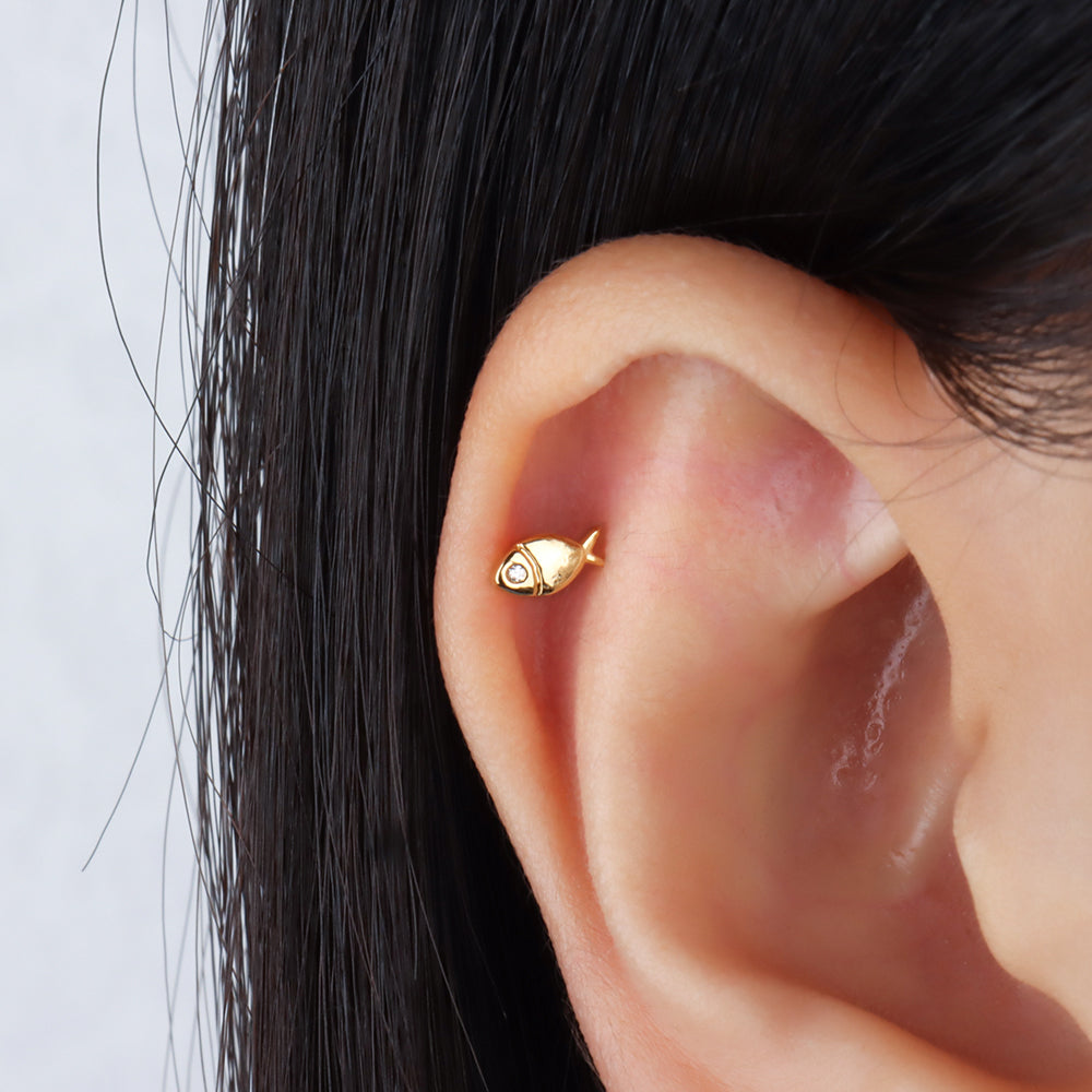 Dainty Fish Stud - OhmoJewelry