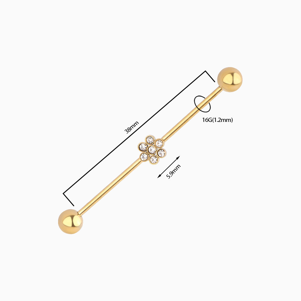Flower Industrial Barbell - Stainless Steel - Industrial - Oumo Jewelry