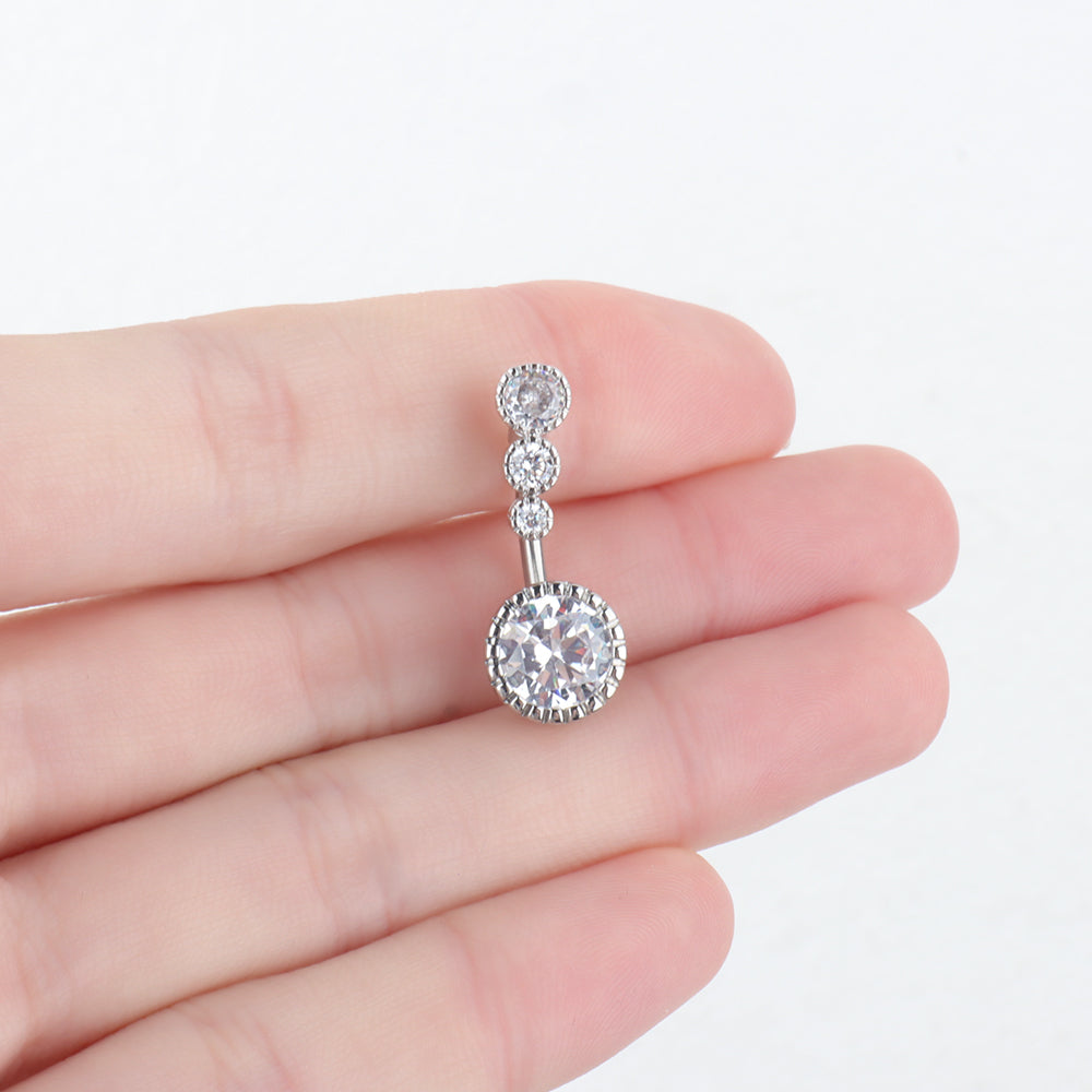 CZ Gem Belly Ring - OhmoJewelry