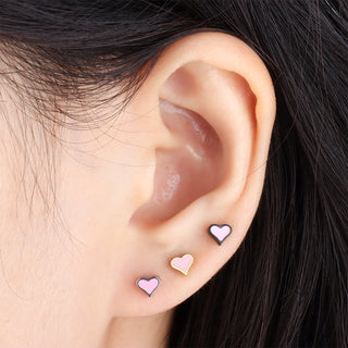 Black&Pink Heart Stud - OhmoJewelry