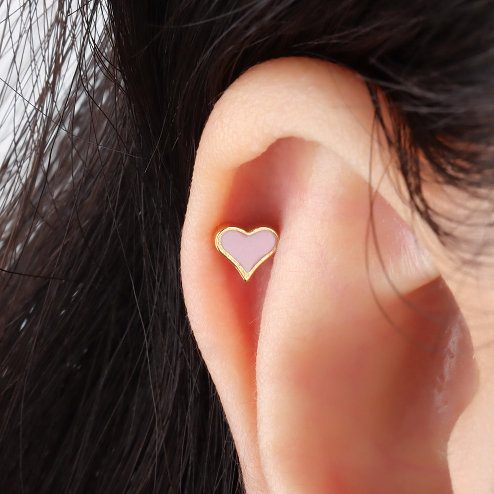 Black&amp;Pink Heart Stud - OhmoJewelry