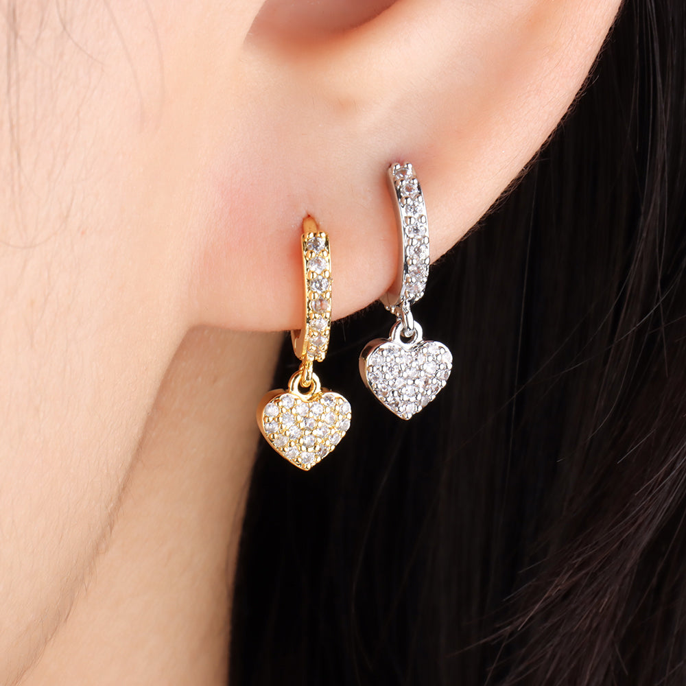 Dazzling Heart Earring Hoop - OhmoJewelry