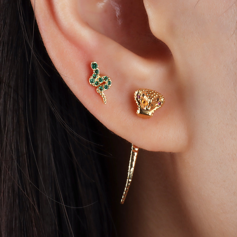Reborn Snake Stud - Stainless Steel - Upper Lobe, Helix, Flat - Oumo Jewelry